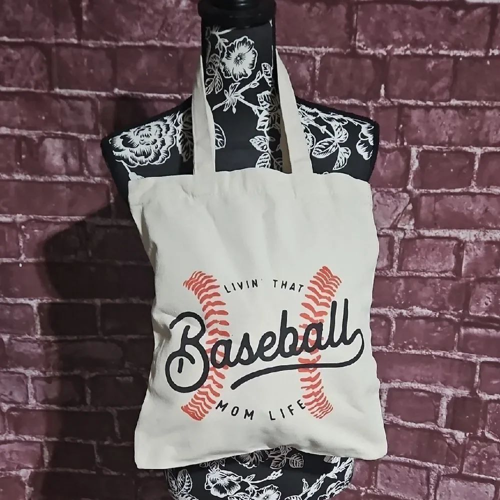 Baseball 🎁 Mom Life Canvas Tote Bag